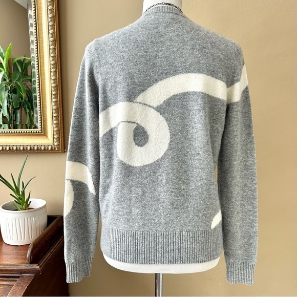 REPEAT 100% Cashmere Silver Edition Intarsia Sweater in Grey Knot Size XS - Picture 7 of 9